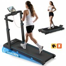 Walking Pad Treadmill With Incline, 2 In 1 Foldable Treadmills For Home Small Office, 3.5HP Folding Walking Pad With 350 Lbs Capacity, 16.92"X44" Wide Running Deck, Adjustable Height, LED Display, APP & Remote - 美規B型插(110-127V) - 查看 1