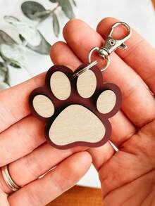 1pc Personalized Pet Keychain, Wooden Keychain, Cat/Dog Name Keychain, Cute Personalized Pet Keychain, Gift For Pet Lovers - Multicolor - View 5