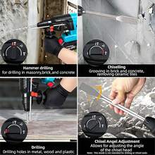 مطرقة كهربائية قابلة للشحن من دون فرشاة CYBOBAN، مثقاب كهربائي لاسلكي 20 فولت، بطارية ليثيوم بسعة 4.0 أمبير/ساعة كبيرة، متعدد الاستخدامات عالي الطاقة للخرسانة اللاسلكي، ثقب الجدران الحاملة، ثقب جدران البلاط، سحق الجدران الخرسانية، وغيرها، أكثر متانة من الموديلات العادية. متوفر مع ملحقات