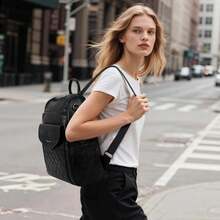 RAINSMORE Mochilas para Mujer de Cuero, Bolsa Mochila Antirrobo Mujer Bolsos De Hombro Grandes para Trabajo Casual Viaje - Verde - Ver 2