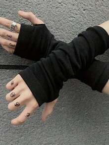 1pc Men's Casual Blend Fingerless Gloves - Lightweight Harajuku Inspired Streetwear Halloween,