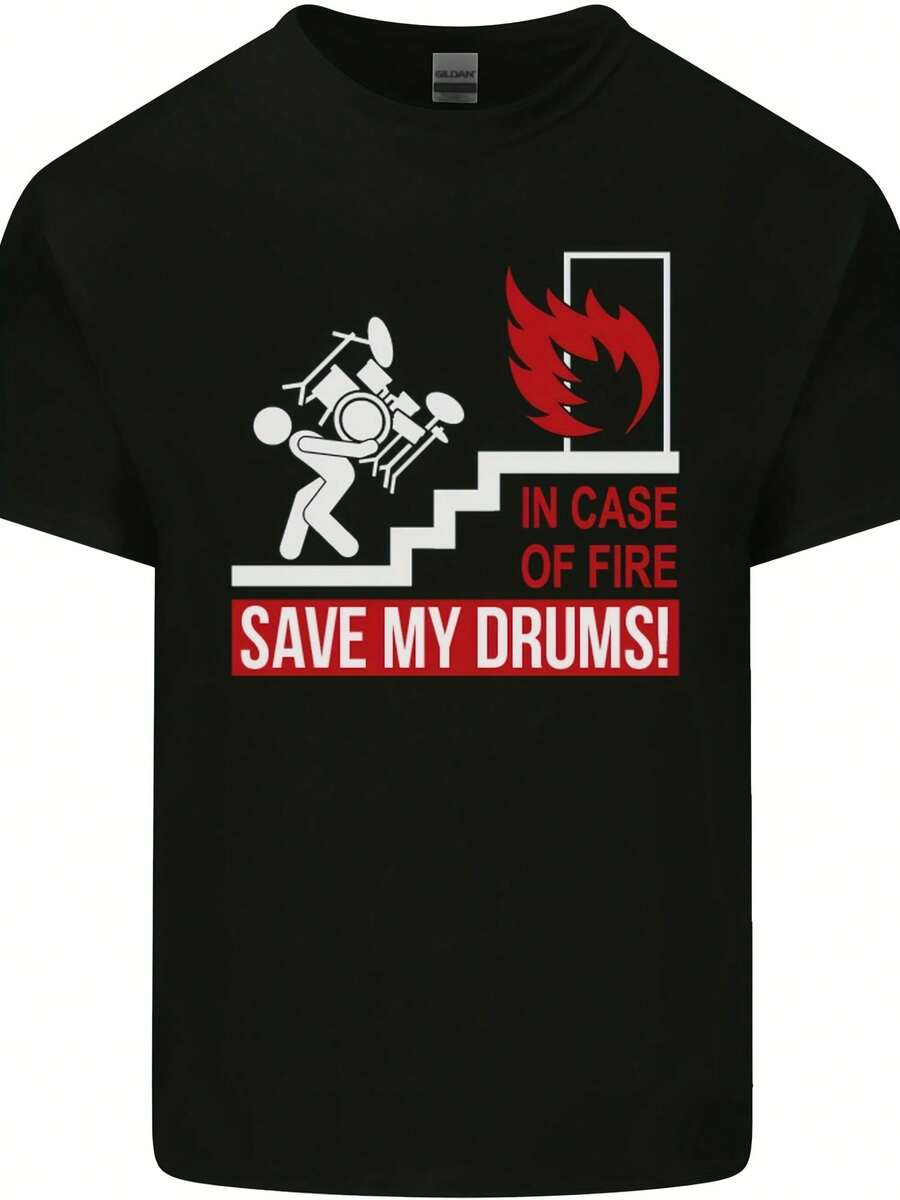 Emergency Drums Drummer Drumming Mens Cotton T-Shirt Tee Top - Phong cách 9 - Xem 1