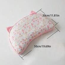 وسادة قشر الحنطة السوداء بشكل قطة جميلة، بتصميم هلال القمر المنحني، باللون الوردي مع سحاب قابل للتعديل السماكة