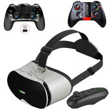 3D VR Glasses Smartphone Virtual Reality Goggles Helmet Headset Lenses Device Viar Smart Phone Controller Cell Mobile Video Game Compatible With 4-6.7 Inch Android And Apple Smartphones