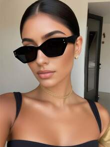 Gafas de sol de ojo de gato asimétricas con marco geométrico retro, de plástico de estilo clásico de moda unisex, decoración para exteriores, viajes, playa y vacaciones con protección UV