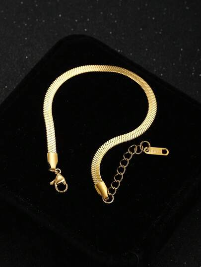 1pc Minimalist Elegant Gold Chain Bracelet, Suitable For Boys, Girls, Family, Friends, Ideal Jewelry Accessory For Travel, Street Party And More Occasions