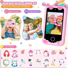 2.8英寸触摸屏儿童智能手机玩具，配备双摄像头、游戏和音乐播放器，支持1080P视频录制，是3-10岁女孩的理想圣诞节和生日礼物。 - 彩色 - 查看 9