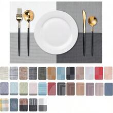Washable Vinyl Placemats Set Of 4 For Indoor/Outdoor Use - I-black White - View 12