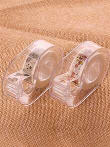 1 件透明 1.5 厘米胶带分配器底座切割器，迷你便携式剪贴簿胶带切割工具 - 無色 - 查看 1