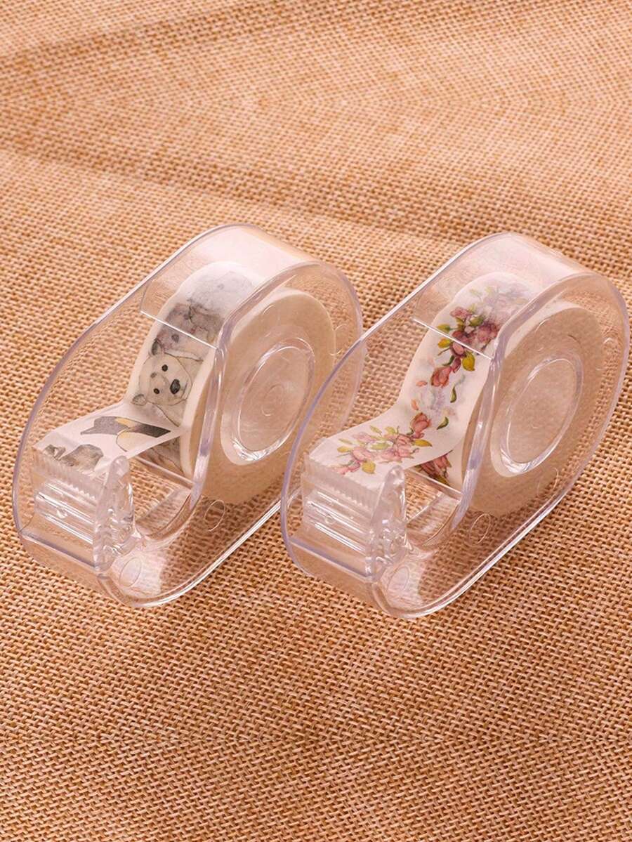 1 件透明 1.5 厘米胶带分配器底座切割器，迷你便携式剪贴簿胶带切割工具 - 無色 - 查看 1