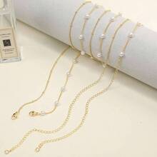 2PCS 18K Gold Plated Waist Chain Satellite Body Chain Layered Rope Waist Chains Bikini Beach Waist Chain Women Waterproof Adjustable 26.5 - 33Inch - 分層衛星+珍珠-GD - 查看 5