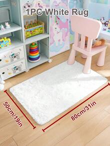1pc Rug, Area Rug, Fluffy Bedroom Rug, Simple Rectangular Rug, Solid Color Bedroom Decorative Rug, Fall Decor, Christmas Decoration, Perfect Home Decor Holiday Decoration Rug, Halloween Gift, Room Decor, Multiple Sizes Fluffy Carpet For Living Room, Wonderful Room Decor, Soft And Comfortable For Boys And Girls Dorm Room, Washable, Pay Attention To The Size - White - View 16