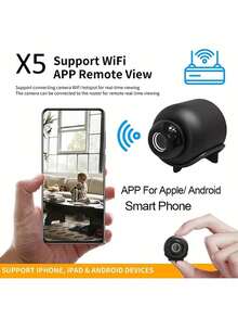 1 pieza Cámara de mini, cámara ded doméstica con detección de movimiento, ángulo de visión amplio de 180° 1080P cámara para mascotas con aplicación móvil, cámara para hogar, habitación, oficina y exterior