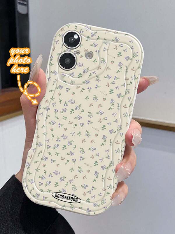 Elegant Floral & Bow Print Phone Case, Compatible With IPhone & Galaxy