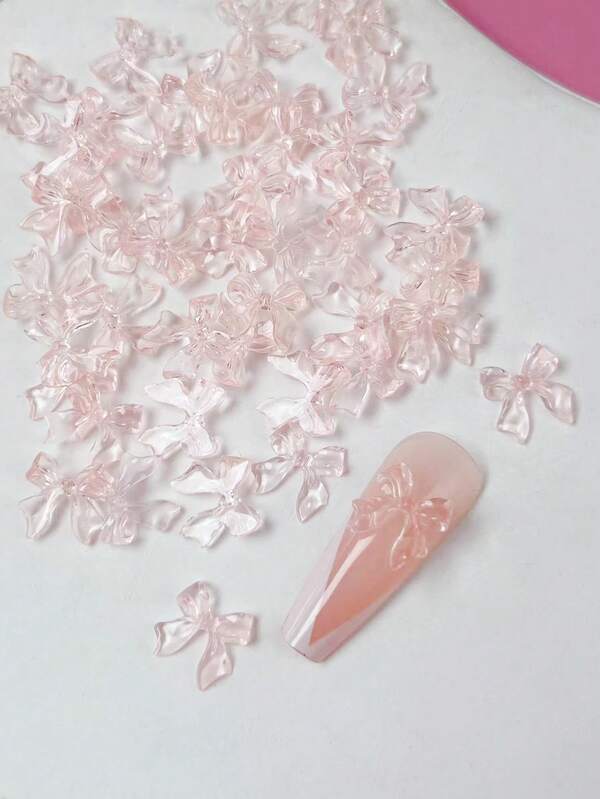 30 Peças Laço de Fita de Doce Rosa Encantos de Unhas 3D Material de Resina Unhas de Gelatina Transparente Strass Suprimentos de Manicure Francesa, Unhas Vermelhas, Unhas Pretas, Unhas Brancas, Unhas Rosas, Unhas Azuis, Adequado para Todos os Tipos de Unhas, Encantos de Unhas, Arte de Unhas