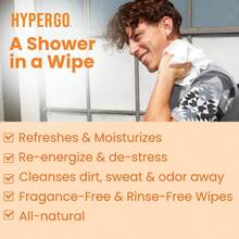 HyperGo XL Body Wipes For Women And Men 12" X12" Rinse-Free Full Body Cleansing Wipes 20 Count Pack - Unscented  Hypoallergenic Aloe-Infused Gym Festival Camping Essentials - 無香型 - 查看 4
