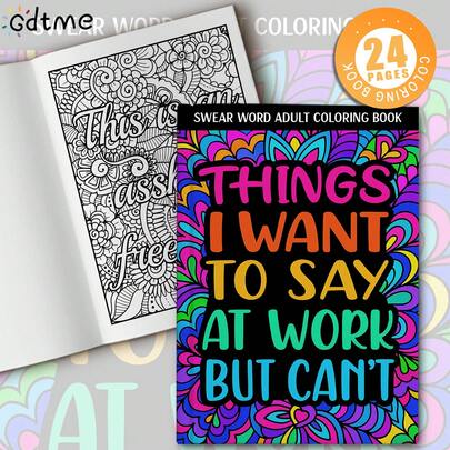 1pc Art Coloring Book Original Upgraded Paper Thickened 24 Pages Adult Picture Book Gift For Things I Want To Say At Work But Can't ,Bold And Easy, Simple And Big Designs For Relaxation Coloring Books Christmas, Halloween Gift, Birthday Present, Children's Day, Student Supplies, Back To School Supplies, School Supplies[ Hand Drawn Must-Have ]