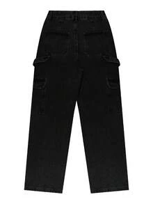 NVFelix 2026 Nuevos Jeans negros de cintura alta, pierna recta y holgados, elegante estilo casual Y2K streetwear, adecuado para primavera y verano - Negro - Ver 8