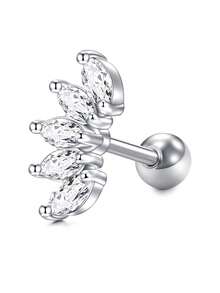 CIZME 1PC Cartilage Earrings For Women Men 16G Stainless Steel Silver Earring Rook Piercing Jewelry Curved Barbell Helix Daith Earrings Spiral Twisted Stud Earrings Butterfly Moon Star Flower Ear Piercing Jewellery For Helix Cartilage Tragus For Woman Man Daily Wear Woman Gift