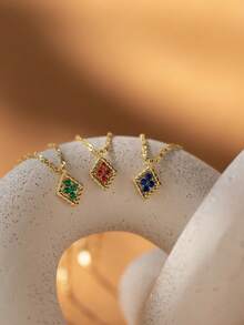 FOREVER QUEEN 1 件 925 纯银复古诞生石吊坠项链四叶草项链扭链生日礼物送给妈妈奶奶女朋友妻子的礼物 - 生日石 - 查看 8