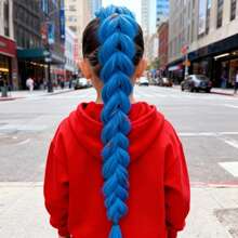 Purple Ponytail Extension With Elastic Tie, 24 Inch Long Purple Braid Ponytail Extension, Synthetic Braiding Hair Straight Wrap Around Braided Ponytails For DIY Twist And Ponytail Hairstyles - Multicolor - View 10