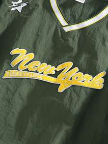 Fashionable Men's V-Neck Pullover Sweatshirt, Sporty College Style, Comfortable For Commuting - Green - View 5