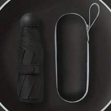 1pc Compact Windproof And Rainproof Five-Fold Pocket Umbrella; Mini Capsule Umbrella; Folding Umbrella; Sun And Rain Umbrella; Black Rubber; Sun Umbrella With Box; Portable Umbrella; Rain Cover; Portable Foldable Sturdy Fiberglass Ribs; Ergonomic Handle; Dual Purpose For Sun And Rain Protection; Outdoor Activities And Travel Umbrella;