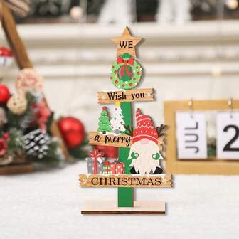 1 Piece Of Christmas Wooden Desktop Decoration Ornaments Wishing You A Happy Christmas Gnome Sign Wooden Creative Decoration Ornaments Very Suitable For Christmas Home Desktop Decoration Ornaments