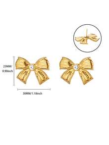1 Pair Bow Stud Earrings For Women Stainless Steel Bow Earrings Hypoallergenic Waterproof Jewelry Gifts