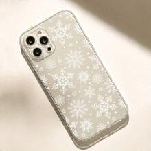 Funda de teléfono a prueba de golpes Una funda de teléfono transparente de TPU con un patrón de copo de nieve fresco, diseñada para ajustarse a los modelos de  11, 12, 13, 14, 15, 16, XS, XR, X, 7, 8, 12, 13 Plus, Pro Max y la serie SE. Es un gran regalo para una novia, novio, amigo, o incluso como funda de teléfono ligera, delgada y a prueba de golpes. - 1 pieza - Ver 1