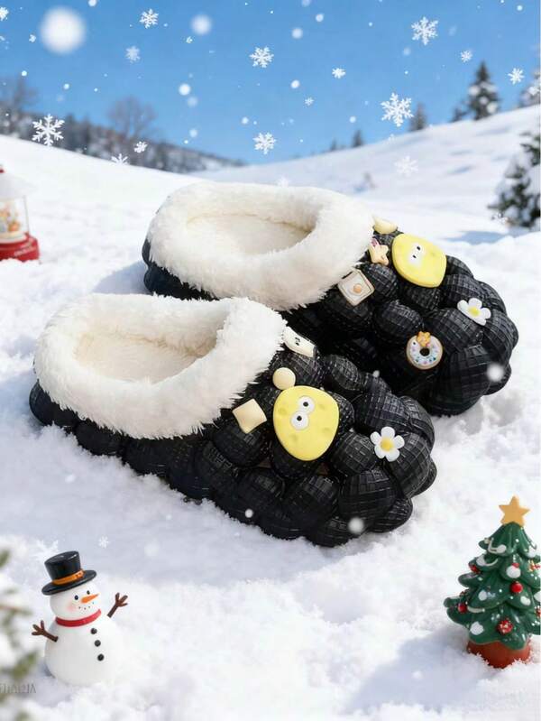 أحذية رجالية جديدة بتصميم كرتوني لحيوانات جميلة مع إبزيم متعدد الاستخدامات، أحذية خارجية عصرية مع ثقوب مناسبة للدفء في الشتاء