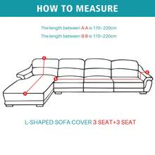 L Shape Sectional Sofa Cover 2-Pieces Couch Chaise Cover Soft Jacquard Elastic Stretch Sofa Slipcover Washable Protector For 3 Seater + 4 Seater Sofa Furniture Protector Couch Stretch L Shape Sofa Slipcover With 2Pcs Pillowcases - Xám - Xem 4