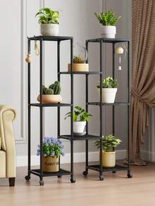 1 Giá đỡ cây cảnh trong nhà nhiều tầng di động, màu đen có bánh xe, kệ ban công, đặt sàn phòng khách, cây mọng nước, giá trồng cây trầu bà, kệ để cây đa năng, thiết kế tối giản hiện đại - Nhiều màu - Xem 7