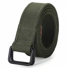 JASGOOD Men Canvas Double Ring Belt Plus Size Men Cloth Casual Belt For Jeans Pants{"Color_name":"ArmyGreen","Size_name":"FitsWaistSize28\"-32\""} - 多色7 - 查看 1