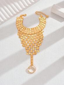 1pc Luxury Elegant Star Tassel Classic Finger Chain Bracelet, Suitable For Women's Party And Banquet Attire