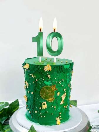 绿色贝壳编号 0-9 生日、婚礼、周年纪念派对蛋糕装饰蜡烛