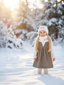 2pcs/Set Girls Embroidered Bow Knit Hat + Scarf Two Pieces Set, Warm Embroidered Bow Knit Set For Autumn/Winter, Children Two Pieces Knit Hat Set, Fashion Knit Hat Set