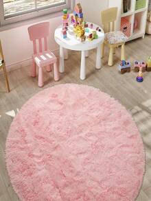 1pc Fluffy Pink Carpet, Plush & Soft, Suitable For Living Room, Bedroom, Bathroom, Game Room, Studio, Decorative Carpet, Holiday Decor, Washable - Pink - View 3