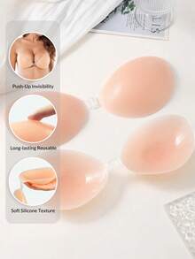 1pc Nipple Shield Lift, Strapless Adhesive Push Up Reusable Silicone Tape Bra, Invisible Adhesive Bra For Women And Girls Pink - Multicolor - View 23