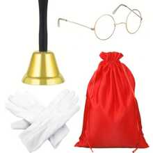 4 sztuki - białe poliestrowe rękawice przeciwpyłowe, miękkie i wygodne, okrągłe okulary przeciwsłoneczne w stylu retro, modne i dorosłe okulary przeciwsłoneczne Prince dla mężczyzn i kobiet, czerwona torba z materiałowym woreczkiem, satyna żakardowa