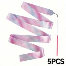 10PCS Gymnastic Ribbon, Sparkling Dance Ribbon With Twirling Baton Gradient Rainbow Dance Ribbons - Perfect For Gymnastics, Birthday Parties & Wedding Decorations - Multicolor - View 12