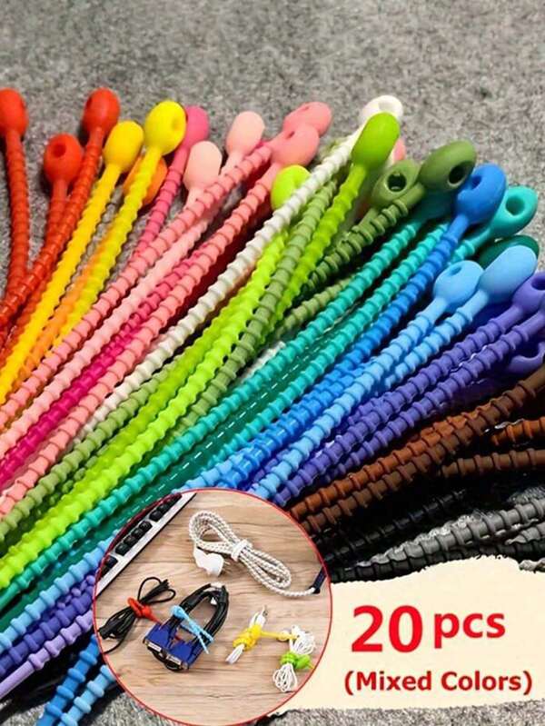 Reusable Cable Organizer] 100pcs Of Silicone Reusable Cable Organizer, Winding Device, Cable Management With Zip Ties, Twisted Cords, Multifunctional Bag Clips, Food Storage, Headphone Cable Organizer Clip