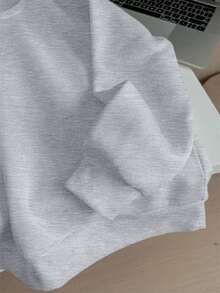 Hoodies For WomenCasual Simple London Flag Print Pattern Loose Round Neck Long Sleeve Sweatshirt For Women Autumn And WinterLoose And Comfortableed Hardy Clothes Tops - Màu Xám nhạt - Xem 5