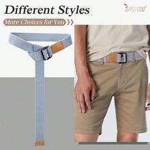 JASGOOD Men Canvas Double Ring Belt Plus Size Men Cloth Casual Belt For Jeans Pants{"Color_name":"LightGrey(Canvas)","Size_name":"FitsWaistSize39\"-44\""} - 多色21 - 查看 3
