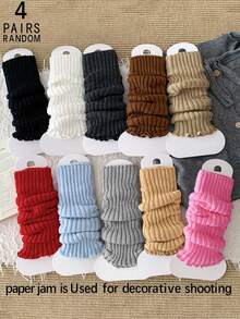 1/2/3/4/5/6 Pairs Women Thick Warm Cute Cartoon Fashion JK Style Knee High Leg Warmers (Shipped Without Card), Autumn/Winter