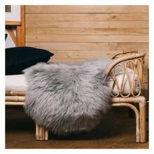 Sheepskin Long Hair 2x3 Ft | Bedside Rugs For Bedrooms, Sofa, Chair Or The Dining Table | Each Sheepskin Rug Isand Created By Nature | Small Fluffy Rug In Color Light Grey - 多色840 - 查看 5