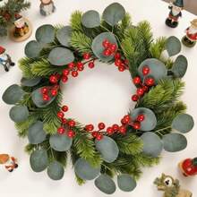 1 opakowanie świątecznego wieńca, świąteczny wieniec na drzwi wejściowe, świąteczne wieńce na drzwi z czerwonymi jagodami, szyszkami i liśćmi cedru, sztuczny wieniec na Boże Narodzenie, dekoracje do wnętrz i na zewnątrz, wieńce na drzwi wejściowe z prawdziwym akcentem, duże sztuczne świąteczne, małe zimowe wieńce z sosny i cedru na okna, na zewnątrz, do domu, ogrodu, na ścianę, na werandę, do powieszenia na ścianie - Wielokolorowe - Zobacz 8