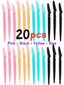 50/40/30/20/10/4pcs Set Long Handle Eyebrow Trimmer, Unisex Facial Razor, Sharp Depilation Knife, Smooth Skin Face Tool, Ergonomic Long Handle Eyebrow Trimmer, Sharp Depilation Knife With Protective Cover