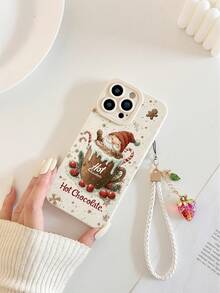 圣诞老人咖啡色喷漆穿孔米色喷漆草莓腕带简约时尚防震手机壳兼容 IP 17/IP17PROMAX/ IP 16/11/16pro/16plus/16promax/16e/15Promax/13/14/12/XS/XR/7G/8PGalaxy 兼容小米红米 - 彩色 - 查看 3