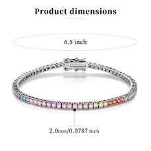 MDFUN Pulseira de Tênis para Mulheres, Pulseira Banhada a Ouro 14K com Zircônia Cúbica Colorida de 2mm, Joias de Elos de Tênis com Corte Redondo de CZ Arco-Íris, Presente